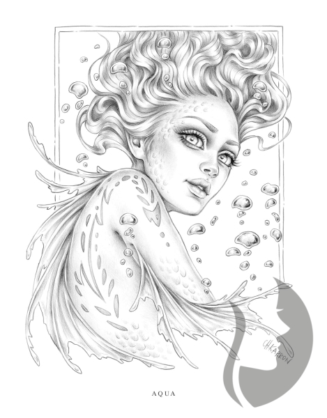 Wondrous Folk - Grayscale Coloring Book - Christine Karron - předstínovaná verze