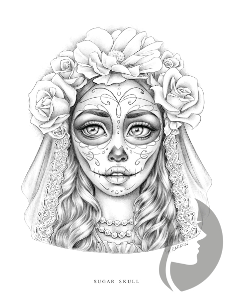 Wondrous Folk - Grayscale Coloring Book - Christine Karron - předstínovaná verze