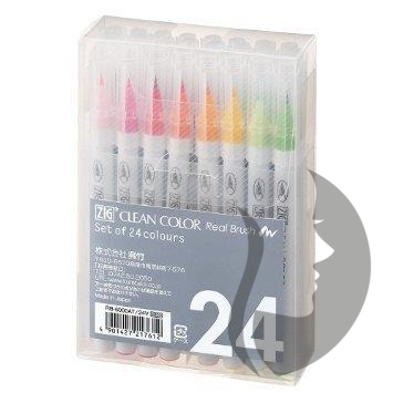 ZIG Kuretake Clean Color Real Brush Pen - sada 24 ks