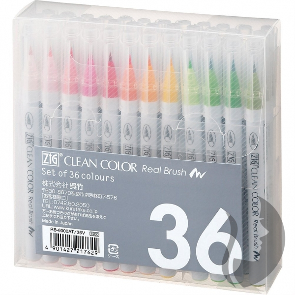 ZIG Kuretake Clean Color Real Brush Pen - sada 36 ks