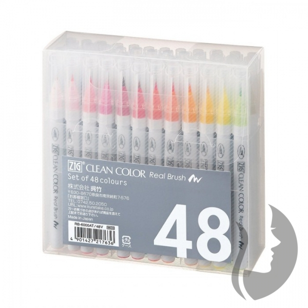 ZIG Kuretake Clean Color Real Brush Pen - sada 48 ks