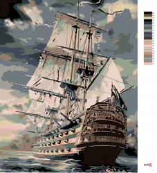 Malování podle čisel - Loď- 40 x 50 cm - obtížnost 2 (snadné)