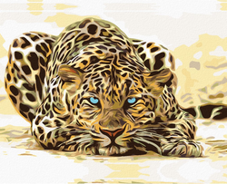 Malování podle čisel - Číhající leopard - 40 x 50 cm - obtížnost 2 (snadné)