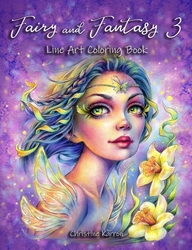 Fairy and Fantasy 3 - Line Art Coloring Book - Christine Karron - čistá verze bez stínů