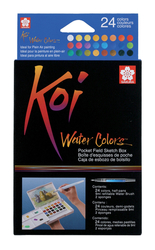 KOI Water Colors sada akvarelových metalických barev s plnitelným štětcem v sadě - 24 ks půlpánvičky