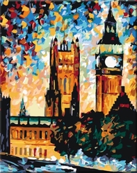 Malování podle čisel - Big Ben v barvách - 40 x 50 cm - obtížnost 3 (Střední)