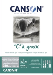 CANSON "C" à grain TONED - tónovaný papír (250 g/m2, 30 archů) - ŠEDÝ - 2 rozměry