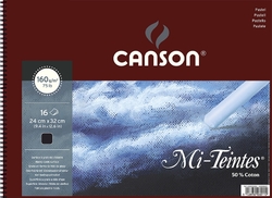 Canson Mi-Teintes BLACK skicák - kroužková vazba (160 g/m2, 16 listů), 24 x 32 cm - ČERNÁ