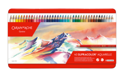 Caran d´Ache SUPRACOLOR - akvarelové pastelky v kovové kazetě - sada 40 ks