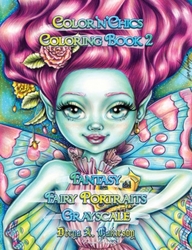 Color'n'Chics 2 - Fantasy Fairy Portraits - Grayscale Coloring Book - Derya A. Çakırsoy - předstínovaná verze