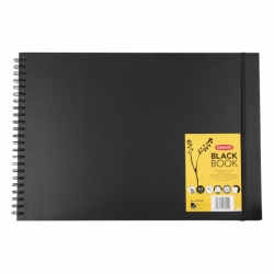 Derwent Black Book - kroužková vazba 200 g/m2 - 40 listů - LANDSCAPE A3 - černá