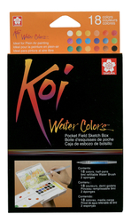 KOI Water Colors sada akvarelových barev s plnitelným štětcem v sadě - 18 ks půlpánvičky