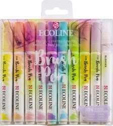 Royal Talens ECOLINE brush pen - štětcové fixy - rozmývatelné - SADA 10 ks PASTEL - pastelové barvy