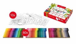 Faber-Castell Dárková sada Omalovánkové kartičky a fixy Connector - 60 ks