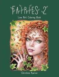 Fairies 2 Line Art Coloring Book - Christine Karron - čistá verze bez stínů