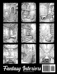 Fantasy Interiors - Grayscale Coloring Book of Fairy Homes - Max Brenner