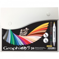 Graph'it Twin Brush Marker - oboustranný fix - sada 24 ks - Comics
