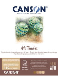 CANSON Mi-Teintes skicák lepený - 24x32cm 20l 160g - Brown tones