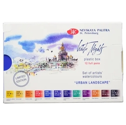 St. Petersburg Nevskaya Palitra - WHITE NIGHTS - Bílé noci - akvarelové barvy - sada 12 ks PLAST - URBAN LANSCAPE