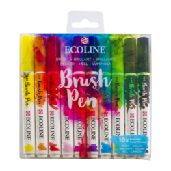Royal Talens ECOLINE brush pen - štětcové fixy - rozmývatelné - SADA 10 ks - Zářivé odstíny