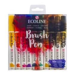Royal Talens ECOLINE brush pen - štětcové fixy - rozmývatelné - SADA 10 ks - Temné odstíny