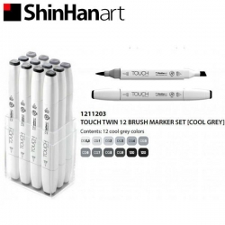 TOUCH Twin Brush Marker - oboustranný fix - ShinHan Art - sada 12 ks - CG - COOL GREY
