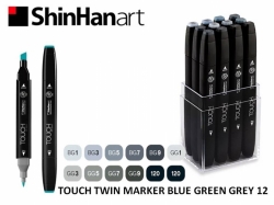 TOUCH Twin Marker PEVNÝ - oboustranný fix - ShinHan Art - sada 12 ks - BLUE GREEN GREY