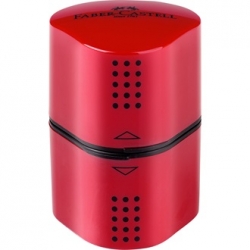 Faber-Castell Ořezávátko GRIP 2001 TRIO - stříbrné, barva červená